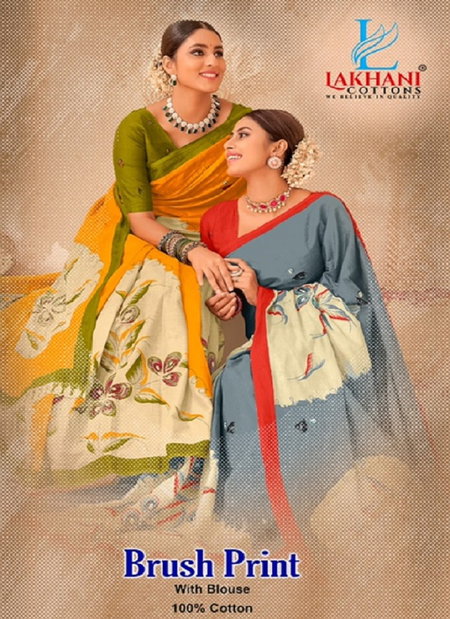 Brush Print By Lakhnai Daily Wear Cotton Saree Catalog
